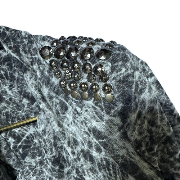 Bad B Vibes Acid Wash Look Akira Tie Back Studded Blazer Small - Picture 10 of 15